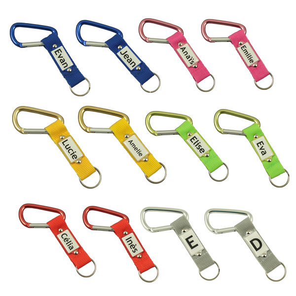 Carabiner with aluminium patch on strap