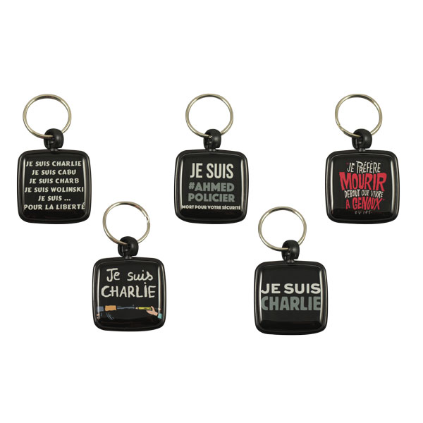 Square plastic keychain with doming