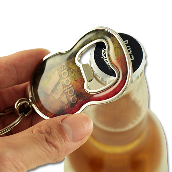 Zamac “8” shape bottle opener keychain with full surface doming