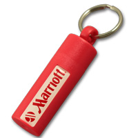 Plastic canister keychain with doming 