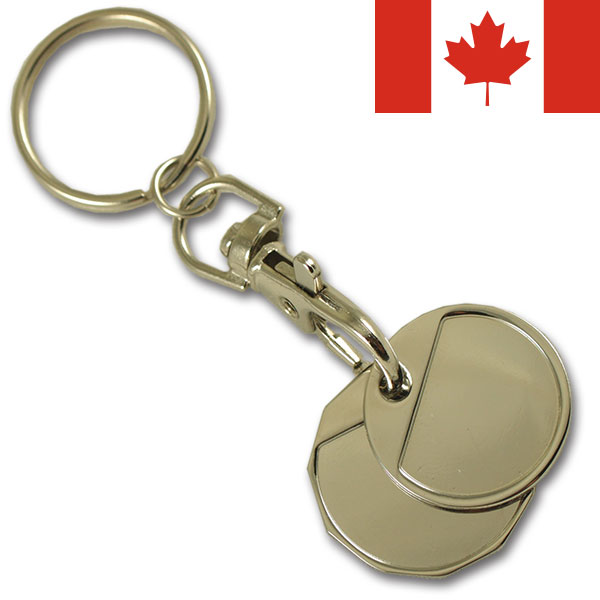 CAD 0.25 + CAD 1.00 iron coin set keychain with thin doming