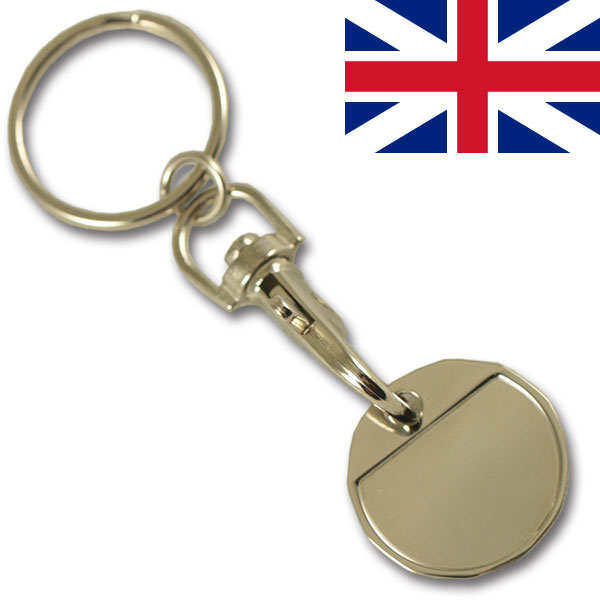 GBP 1.00 iron coin keychain with thin doming