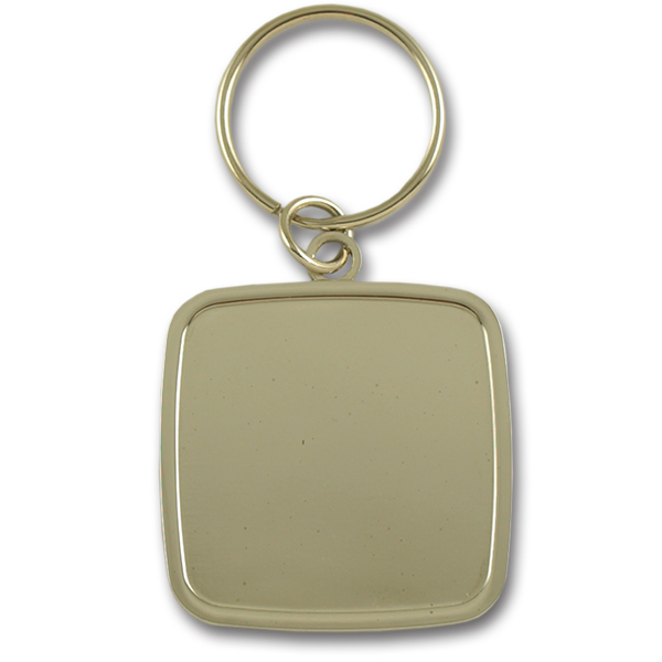 Square metal keychain with doming