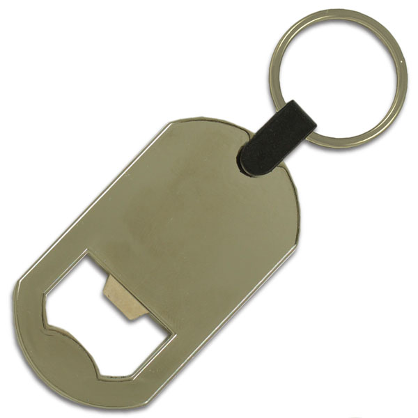 Zamac dogtag bottle opener with full surface doming