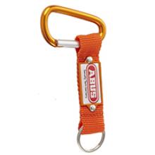 Carabiner with aluminium patch on strap 