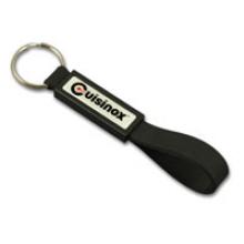 Silicon keychain with thin plastic patch 
